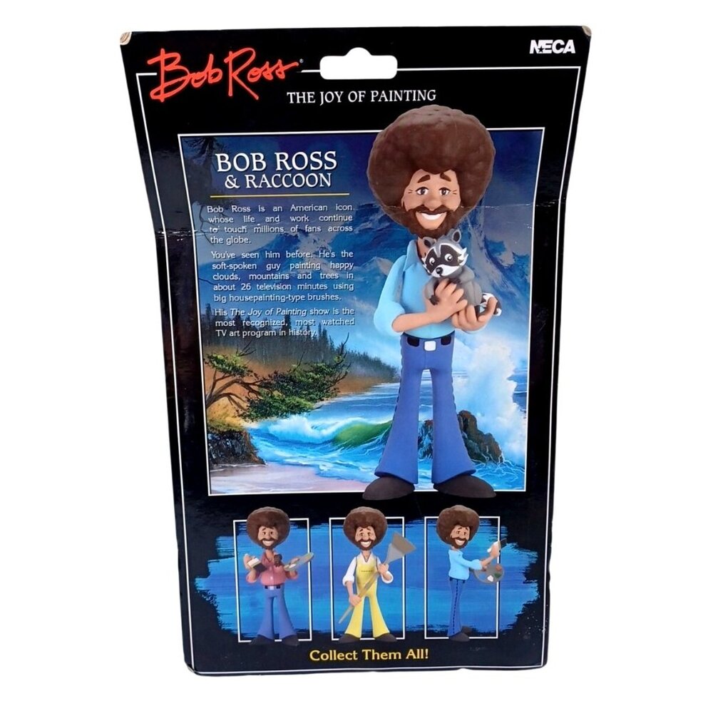 NECA Bob Ross and Raccoon The Joy of Painting 6" Figure New in Box - Picture 4 of 4